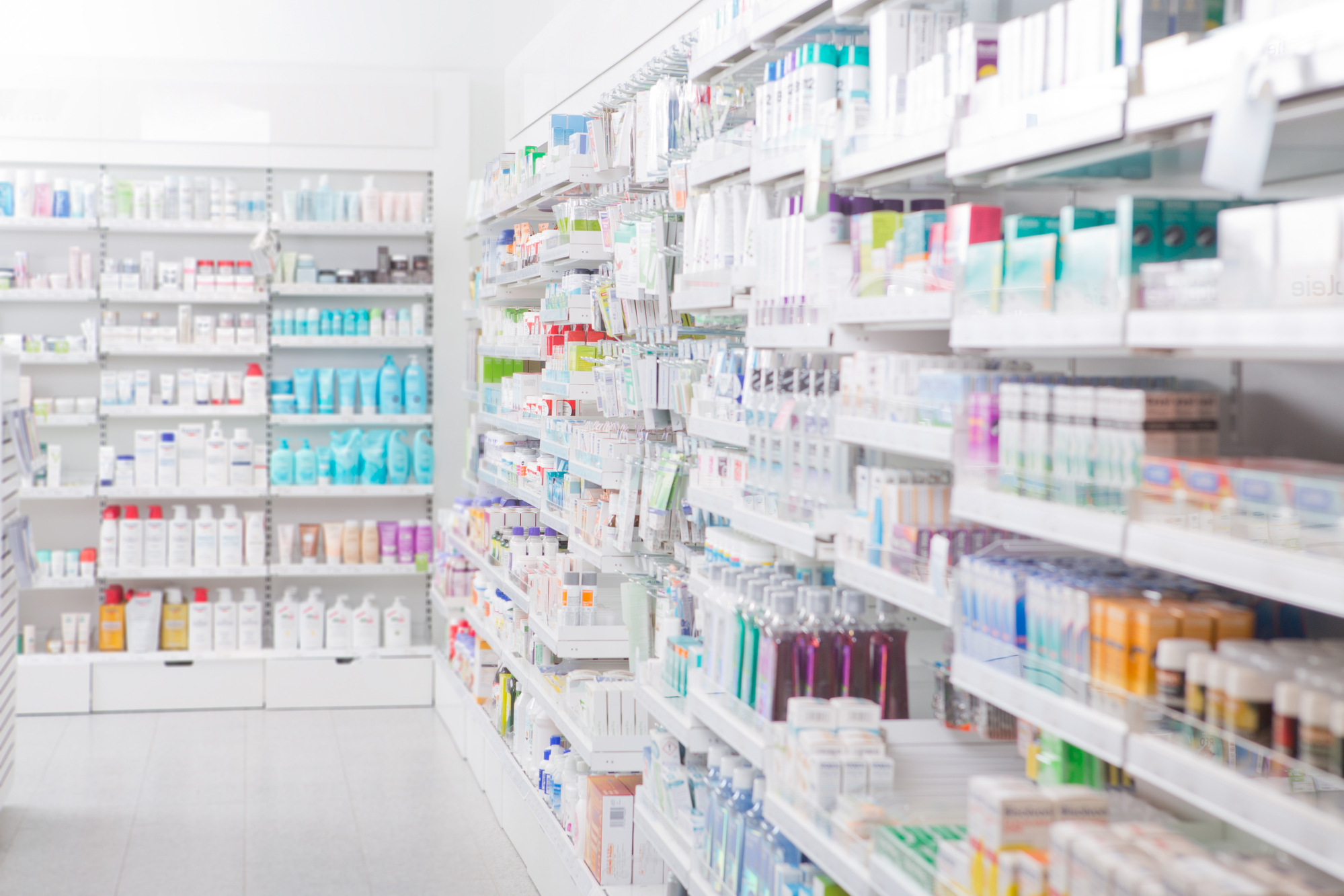 Pharmacy interior with blurred background